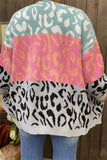 Tri Color Leopard Sweater Cardigan