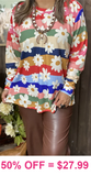 Striped Daisy Flower long sleeve top