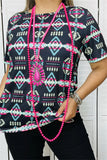 Black & Neon Tribal print short sleeve top