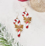 Candy Cane Gold BOW earrings