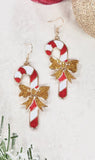 Candy Cane Gold BOW earrings