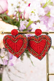 Red beaded Heart earrings