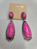 Pink Stone Dangle Teardrop Western Earrings