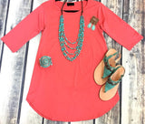 S-M-L : Coral Scoop Tunic