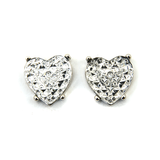 Silver Crystallized Heart Stud Earrings