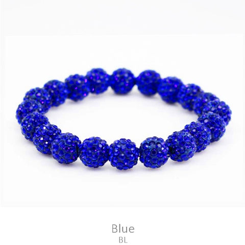 Royal Blue Rhinestone Paved Beaded Stretch Bracelet