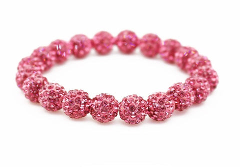 PINK BLING BLING Rhinestone Paved Beaded Stretch Bracelet