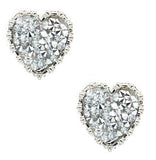 Silver Crystallized Heart Stud Earrings