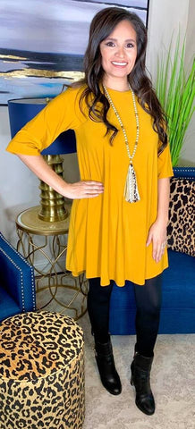 S/M : Mustard Flutter Tunic