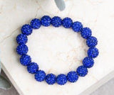 Royal Blue Rhinestone Paved Beaded Stretch Bracelet