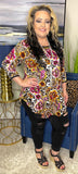 S/M : Magenta Floral & Leopard Scoop Tunic