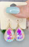 Iridescent Teardrop earrings gold tone