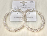 Silver Bling Rhinestone Hoop Earrings